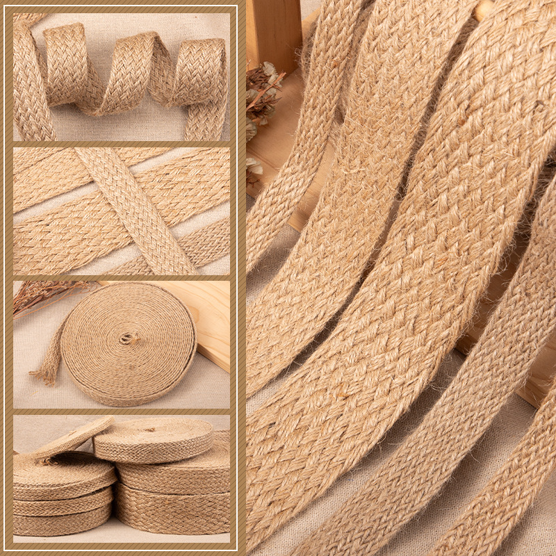 Jute Bag Packaging - 10M/롤 플랫 브레이디드 주트 코드 내추럴