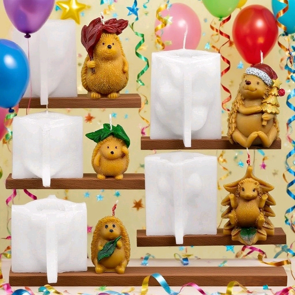 Candle Making Kit Xmas - 3D 가을 고슴도치 파티 크리스마스 실리콘