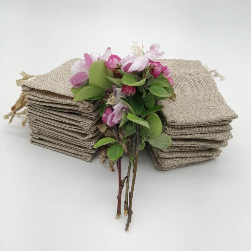 100pcs 실크 리본 코튼 황마 가방 삼베 선물 향  - Jute Bag Packaging 리뷰 및 가격