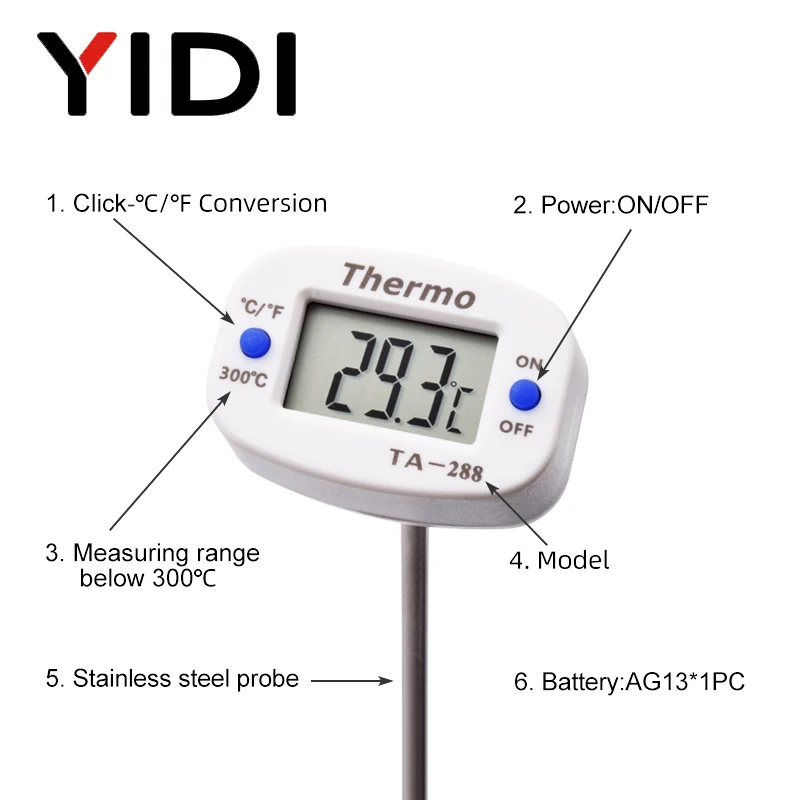 TA288 LCD 디지털 식품 온도계 바베큐 프로브 온 - Candle Making Thermometer 리뷰 및 가격