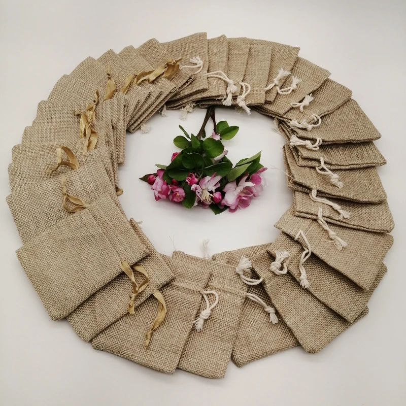 200pcs 실크 리본 코 튼 졸라 매는 끈 포장 미니 - Jute Bag Packaging 리뷰 및 가격