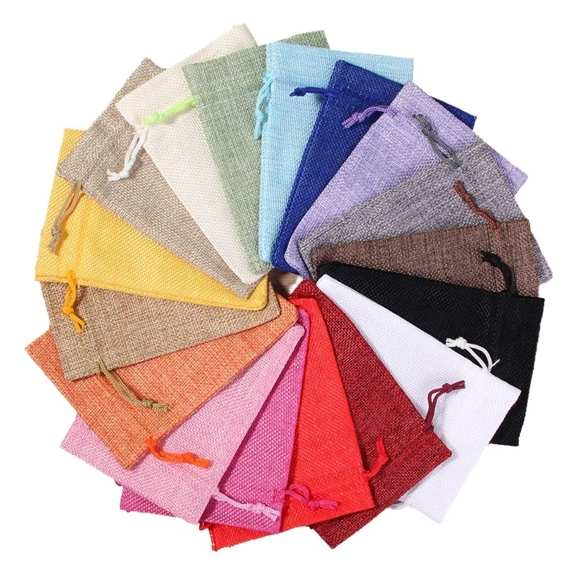 10/50/100 Pcs Drawstring 천연 삼베 - Jute Bag Packaging 리뷰 및 가격